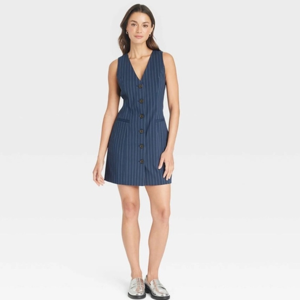 Women's Tailored Mini Vest Dress - A New Day™ navy new 🆕